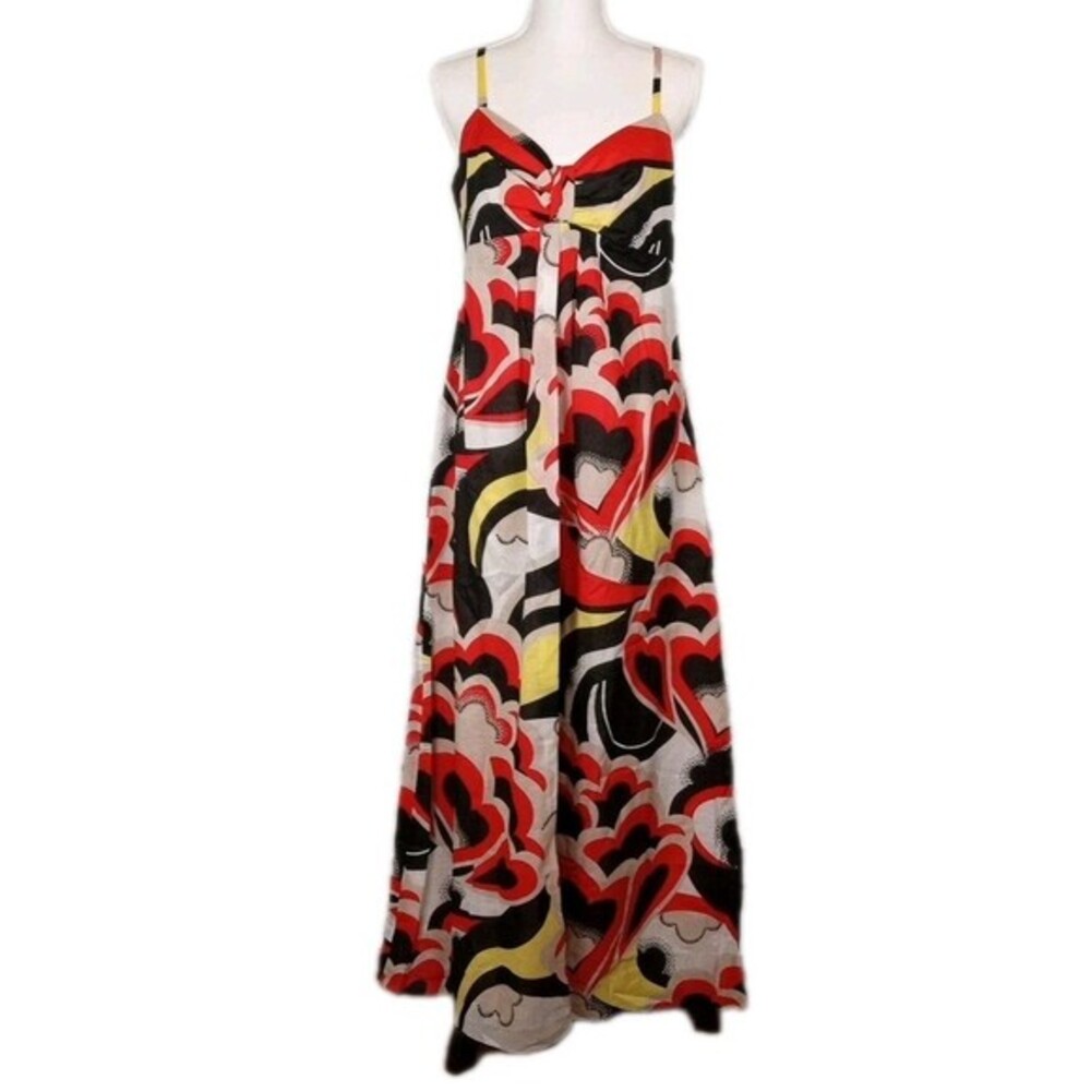 Vtg Nine West‎ Maxi Sun Dress 100% Cotton Muslin Boho Geometric Floral  8 Lined